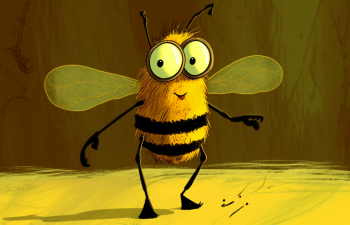 Cartoon illustration of a bee